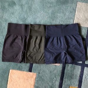 3 pairs small Aoxjox compression shorts. Gymshark dupe.